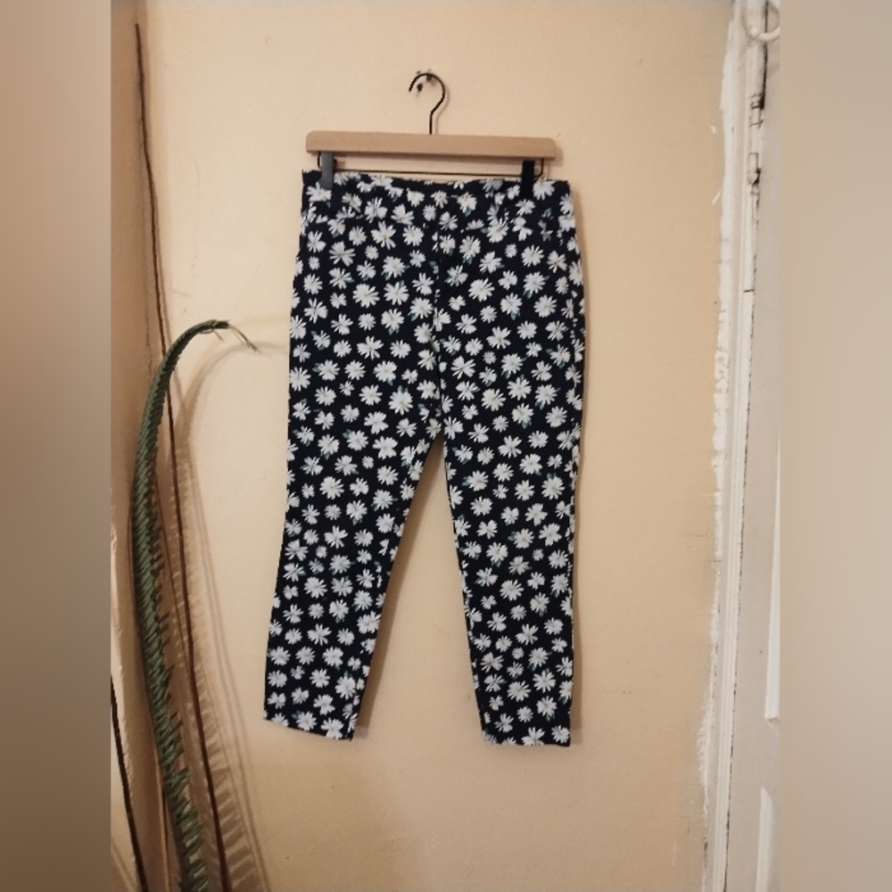 Old navy women's pixie ankle blue floral daisy hippie 60's print jeans 6P